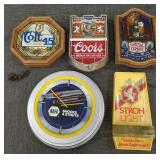 5 vintage, etc. beer etc. signs- 19"H tallest
