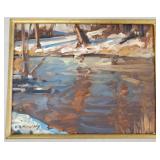 K. Buckland signed oil on board "Winter Pond"-