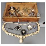 Vintage jewelry incl fetish necklace, sterling