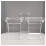 Lucite stand with 2 folding trays- 30 3/4"H