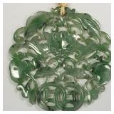 Antique carved jade pendant with bat motif- 2 1/8"