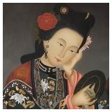 Chinese reverse painting on glass- 22 1/4"H