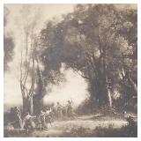 Antique lithograph in burl wood frame- 17 3/4"H