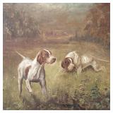 Antique oil painting on canvas- hunting dogs- (as