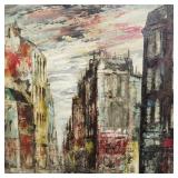 W. Stevens signed oil painting on canvas- street