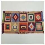 Unique vintage mid-century hooked rug "For Fred