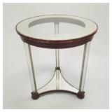 Art Deco round lamp table with glass legs & steel