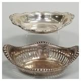 2 sterling silver oval bowls- 1 pierced- 6 1/2