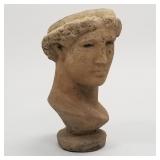Cement figural planter- classical head- 16 1/2"H