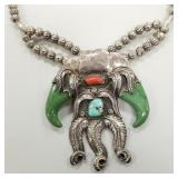 Vintage signed Kakiki silver claw style necklace