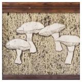 Unique carved stone relief of mushrooms- 11 5/8"H