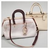 2 Coach leather bags: white pebble & cream calf