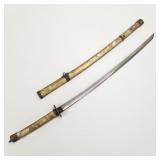Japanese sword with decorated metal scabbard- 40"L