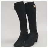 Vintage Hermes- Paris black suede mid-calf boots