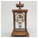 Ansonia ornate crystal regulator clock- 16"H 9"W