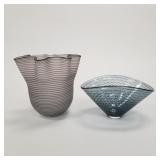 2 Kosta Boda signed vases- Goran Warft, etc- 9"H