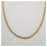 14K gold rope chain necklace- 8.9g- 20"L