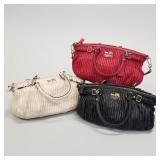 3 Coach pleated leather bags- assorted colors-
