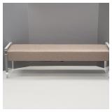 Heavy lucite upholstered long bench  (stain to