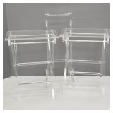 Lucite stand with 2 folding trays- 32"H 20"W