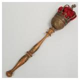 Antique ceremonial scepter: wood with embossed