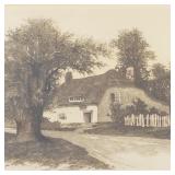 Antique Ernest Rost etching "Delaware Home"