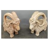 2 mid-century pottery rams Austin Productions-