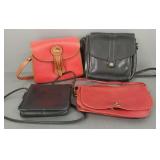 4 vintage leather bags: 3 Coach & 1 Dooney & Burke