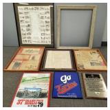 Gp. asst framed prints incl Twins, bank plaque,