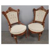 2 antique Victorian ladies slipper chairs: 36"H