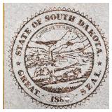 Etched stone State of S. Dakota seal: framed 21"x