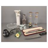 Gp incl pottery, glass, stone pcs, Henckels knife,