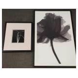 2 framed floral artworks- 53"H 35"W framed larger