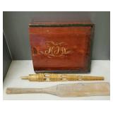 3 pcs antique Scandinavian items: document box,