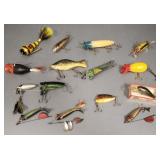 15 vintage fishing lures: 5" largest