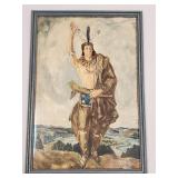 Vintage Chief Pontiac poster- framed 48"x 33" OD