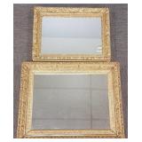 2 ornately framed mirrors: larger 28"x 22" OD