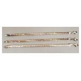 3 twisted sterling silver chain bracelets: 7"L