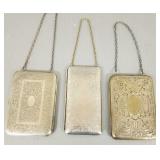 3 vintage metal compact/ purses- 4 1/2" x 3"