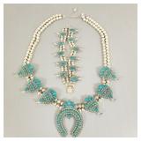 Squash Blossom necklace & bracelet- 20th C Fox