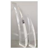 2-pc lucite abstract sailboat sculpture- 21"T