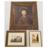 3 artworks: ornately framed old master style