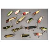 15 vintage fishing lures: 5" largest