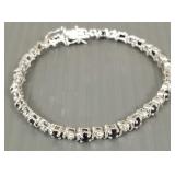 Sterling silver tennis bracelet s/w dark blue