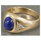 14K gold mens ring s/w 2 tiny diamonds &