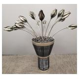 Modern floral & rock sculpture in vase- 32"H 32"W