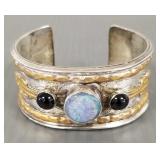 Signed sterling silver cuff bracelet s/w opal-