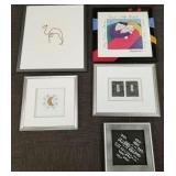 5 framed artworks incl 3 signed original pieces-