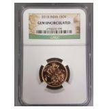 2013 India gold sovereign coin NGC graded
