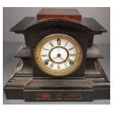 Antique Ansonia iron cased mantle clock- 12"H,